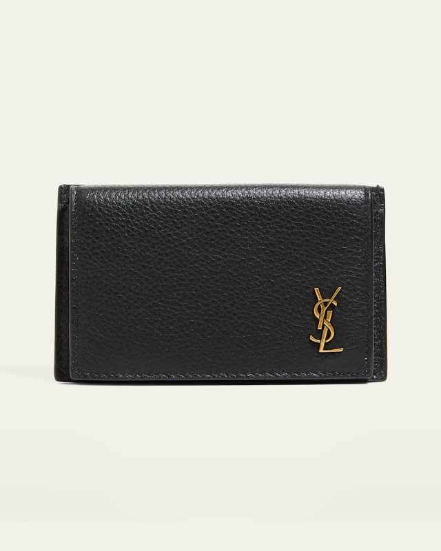 YSL Tiny Monogram Flap Card Case in Leather